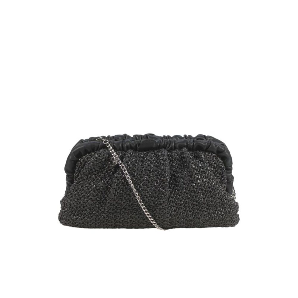Olga Berg Womens Woven Convertible Clutch Bag Black